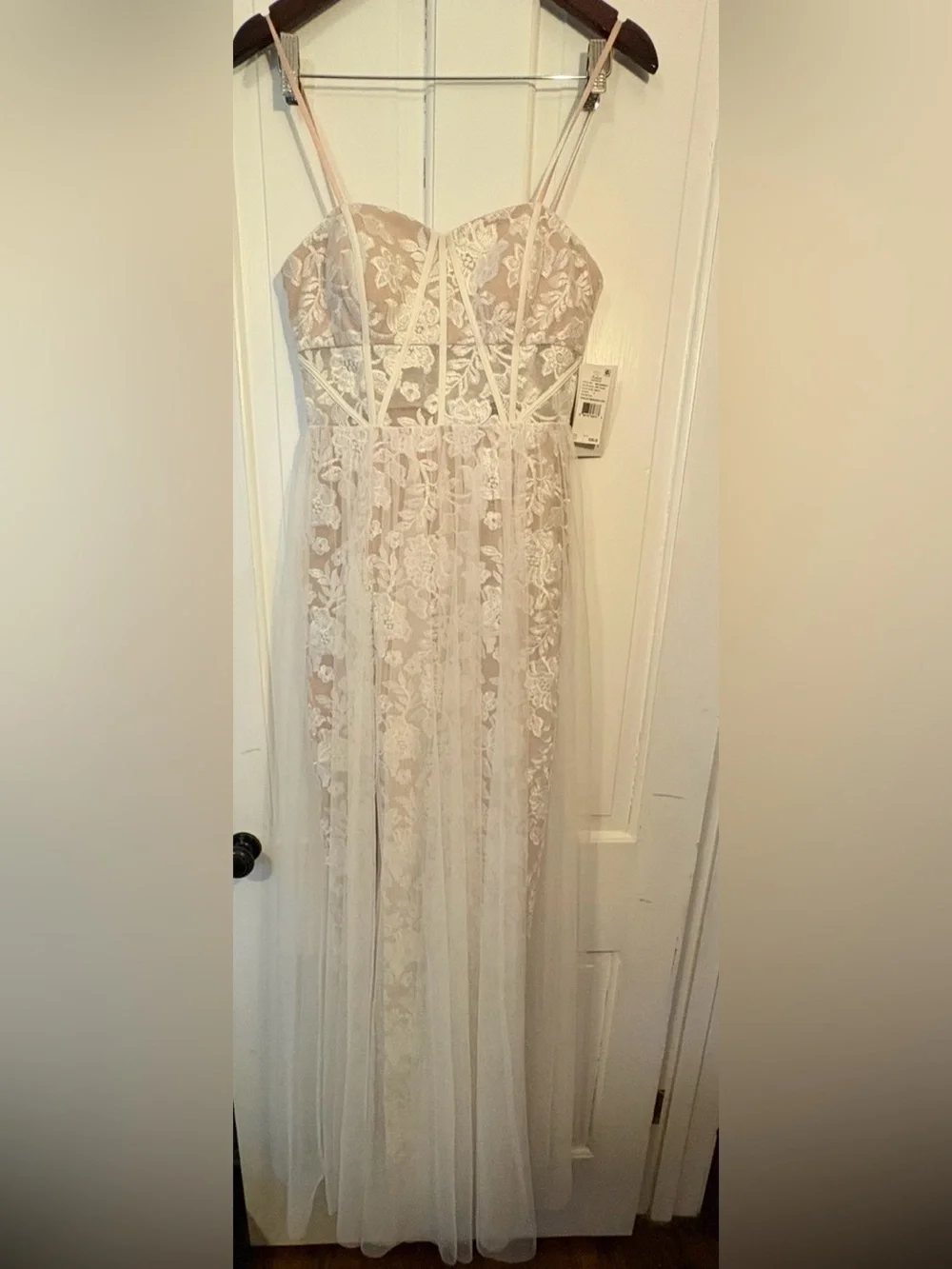 Aidan Mattox Lace Overlay Strapless Evening or Bridal Gown - Picture 4 of 13
